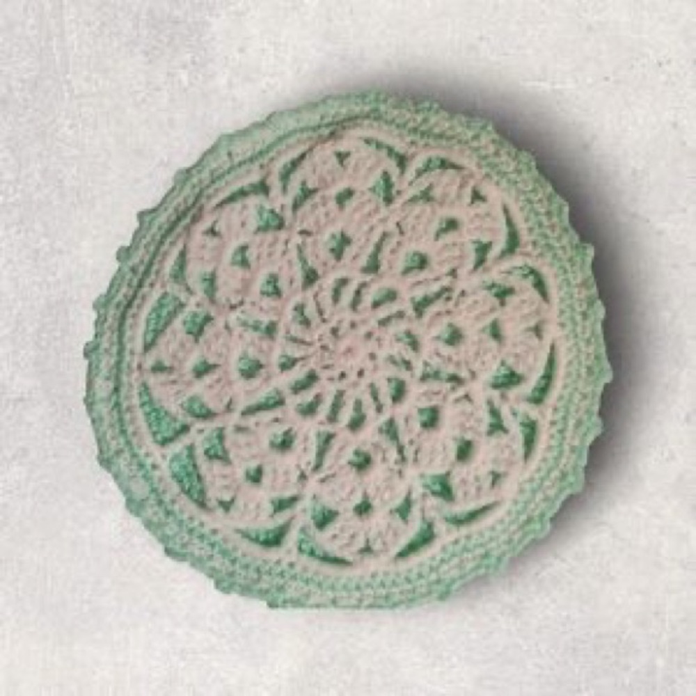Handmade Green and Cream Crochet Doily - Home Accents